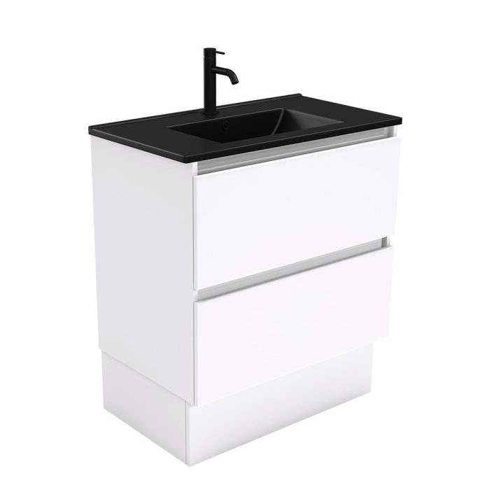 fienza Dolce Matte Black Quest 750 Vanity On Kickboard