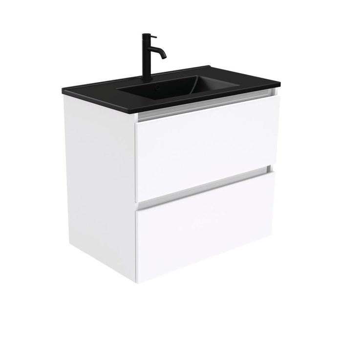 fienza Dolce Matte Black Quest 750 Wall-Hung Vanity
