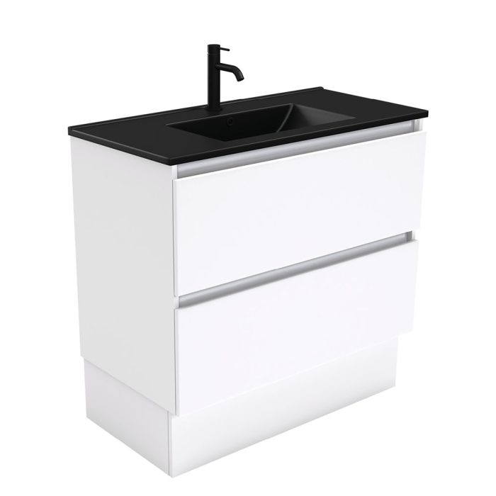 fienza Dolce Matte Black Quest 900 Vanity On Kickboard