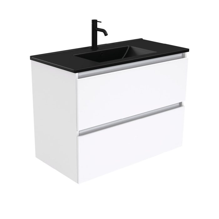 fienza Dolce Matte Black Quest 900 Wall-Hung Vanity