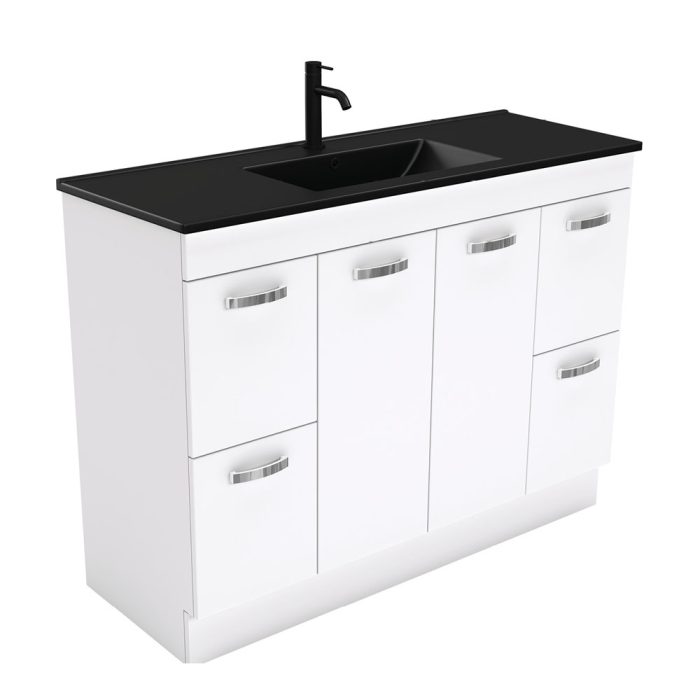 fienza Dolce Matte Black Unicab 1200 Vanity On Kickboard