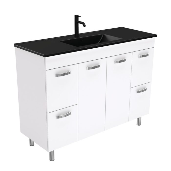 fienza Dolce Matte Black Unicab 1200 Vanity On Legs