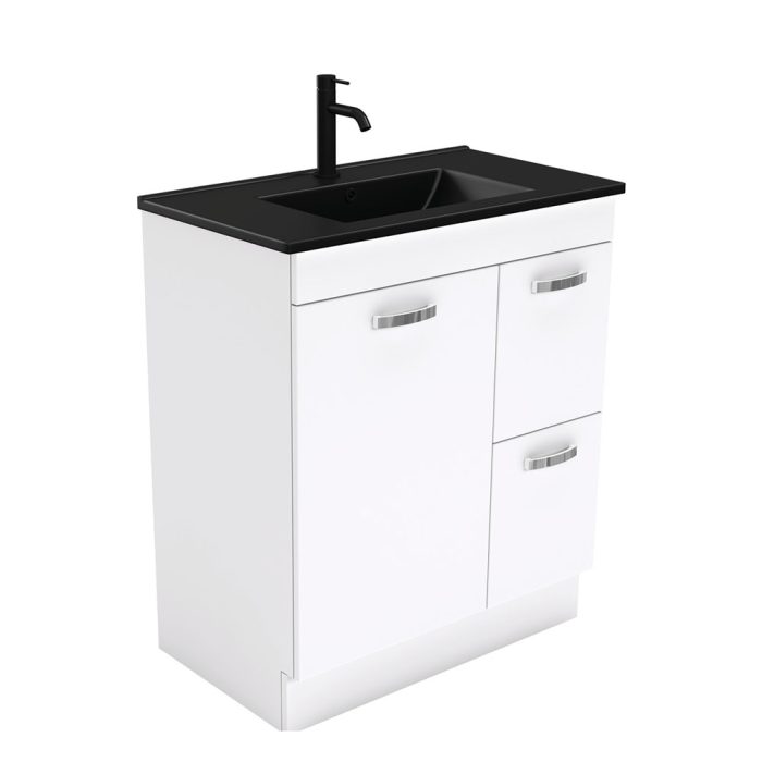 fienza Dolce Matte Black Unicab 750 Vanity On Kickboard