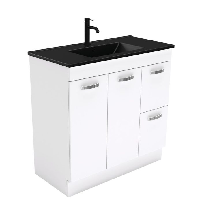 fienza Dolce Matte Black Unicab 900 Vanity On Kickboard