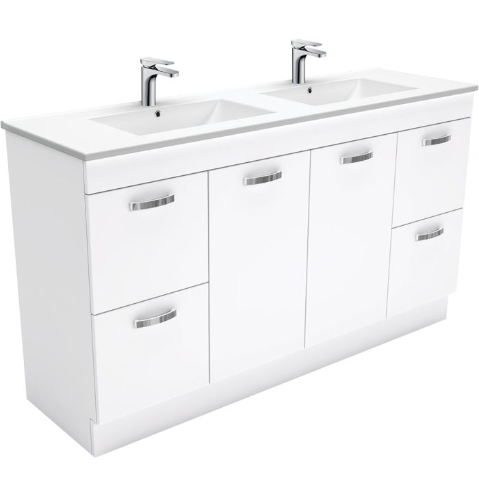 fienza Dolce Unicab 1500 Double Bowl Vanity On Kickboard