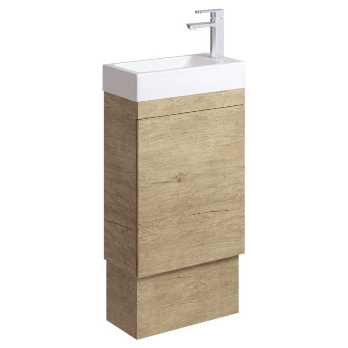 fienza Edge 450 Ensuite Vanity on Kickboard No Overflow Scandi Oak