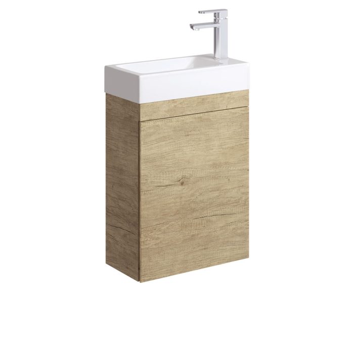 fienza Edge 450 Ensuite Wall-Hung Vanity No Overflow Scandi Oak