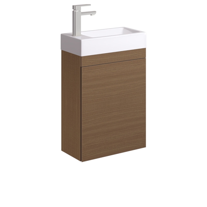 fienza Edge 450 Ensuite Wall-Hung Vanity No Overflow Walnut