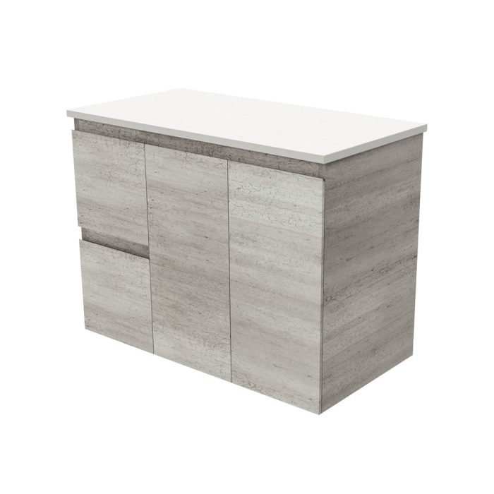 fienza Edge Industrial 900 Wall-Hung Cabinet Left Hand Drawers