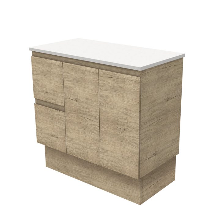 fienza Edge Scandi Oak 900 Cabinet on Kickboard Left Hand Drawers