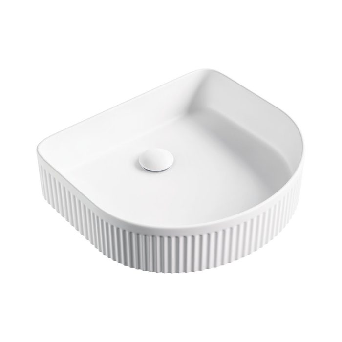 fienza Eleanor Arch Above Counter Fluted Basin Matte White