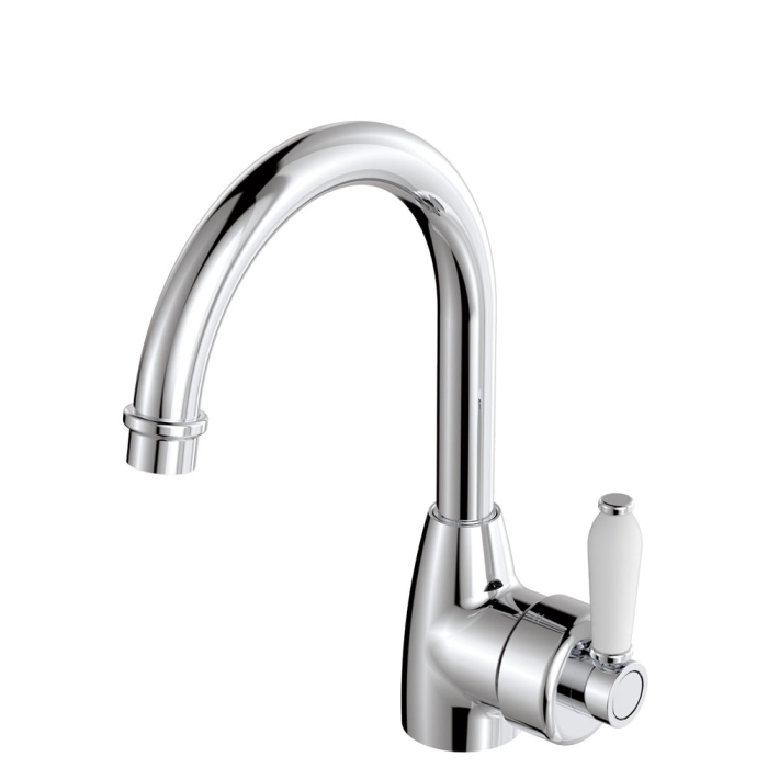 fienza Eleanor Gooseneck Basin Mixer Chrome / Ceramic