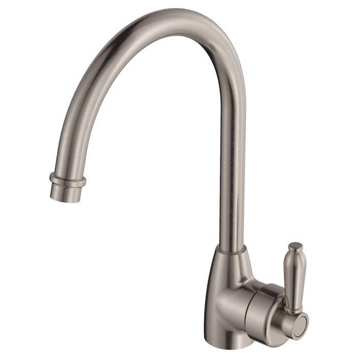 fienza Eleanor Gooseneck Sink Mixer Brushed Nickel / Brushed Nickel