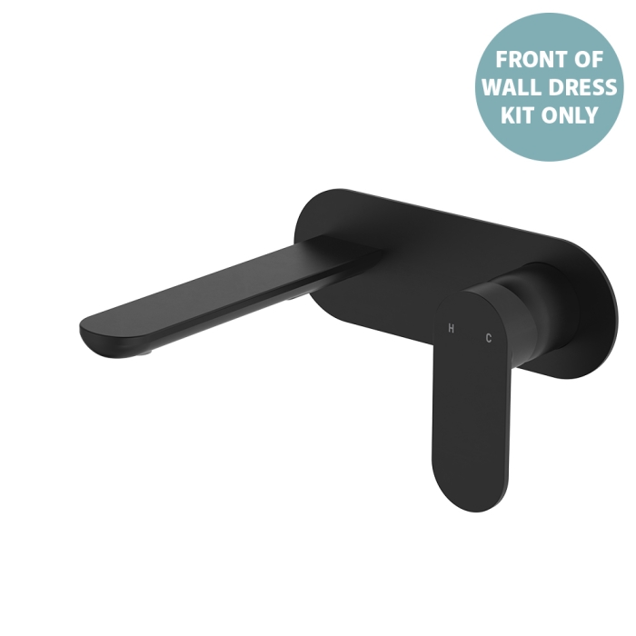 fienza Empire Slim Basin/Bath Wall Mixer Set Dress Kit Oval Plate 160mm Outlet Matte Black
