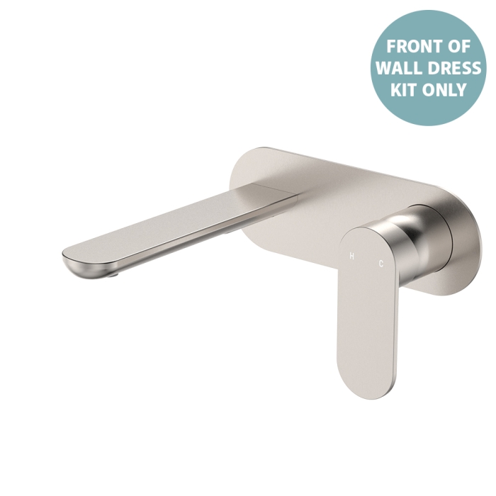 fienza Empire Slim Basin/Bath Wall Mixer Set Dress Kit Oval Plate 160mm Outlet Brushed Nickel