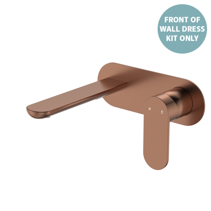 fienza Empire Slim Basin/Bath Wall Mixer Set Dress Kit Oval Plate 160mm Outlet Brushed Copper