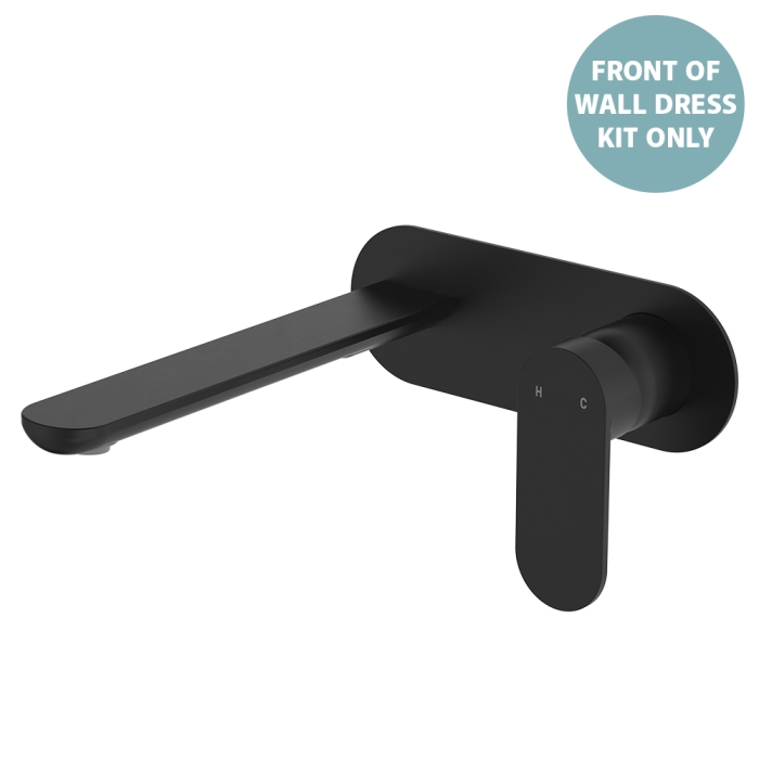 fienza Empire Slim Basin/Bath Wall Mixer Set Dress Kit Oval Plate 200mm Outlet Matte Black