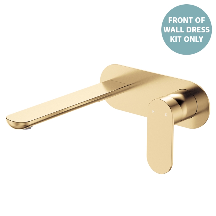fienza Empire Slim Basin/Bath Wall Mixer Set Dress Kit Oval Plate 200mm Outlet Urban Brass