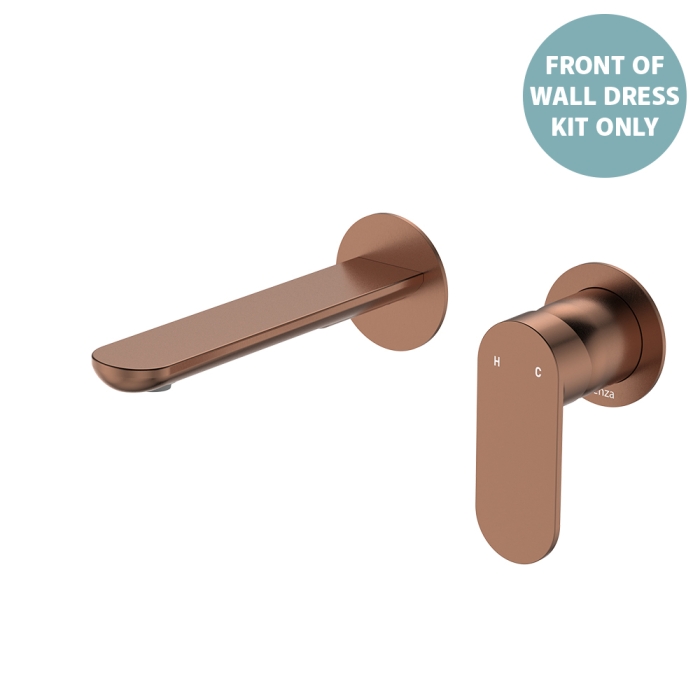 fienza Empire Slim Basin/Bath Wall Mixer Set Dress Kit Round Plates 160mm Outlet Brushed Copper