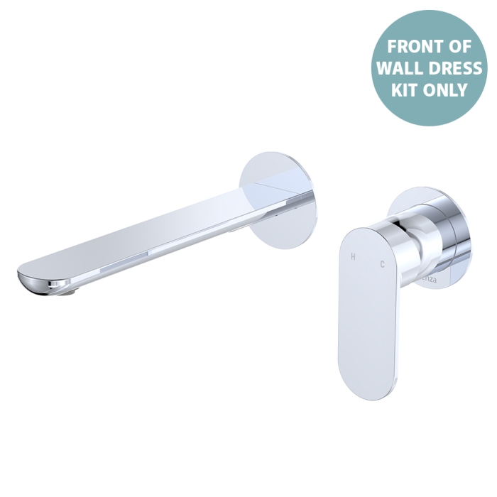 fienza Empire Slim Basin/Bath Wall Mixer Set Dress Kit Round Plates 200mm Outlet Chrome