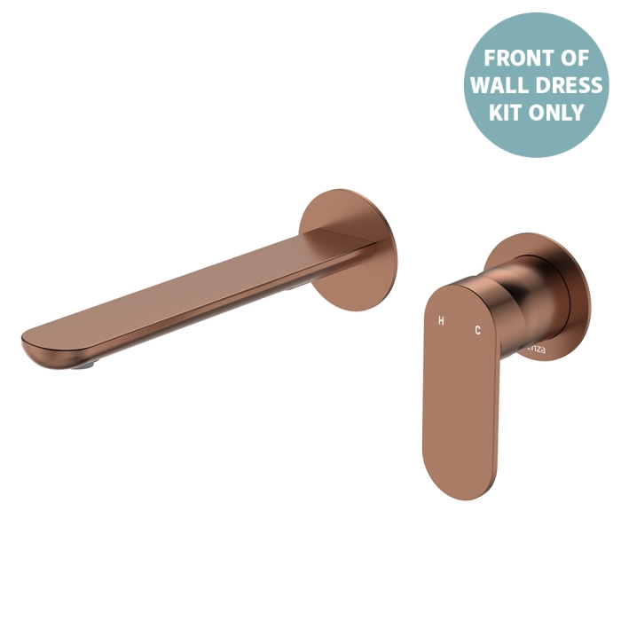fienza Empire Slim Basin/Bath Wall Mixer Set Dress Kit Round Plates 200mm Outlet Brushed Copper