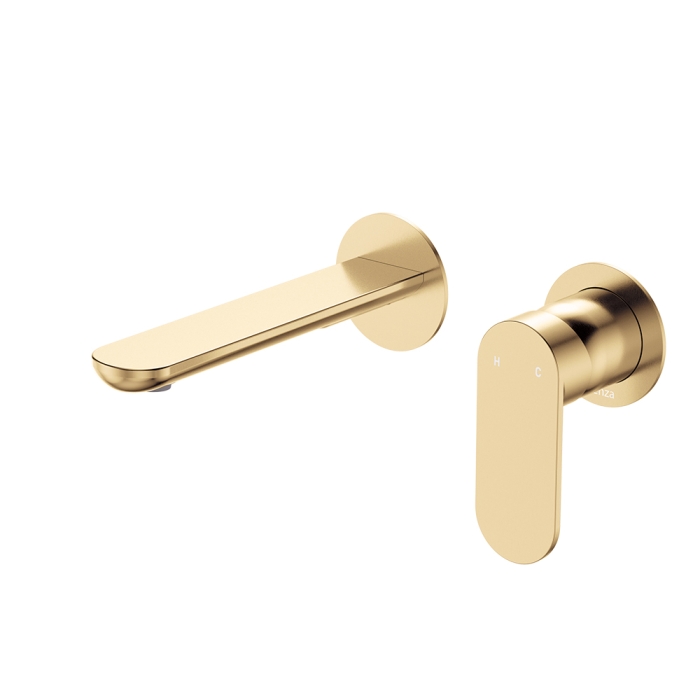 fienza Empire Slim Basin/Bath Wall Mixer Set Round Plates 160mm Outlet Urban Brass