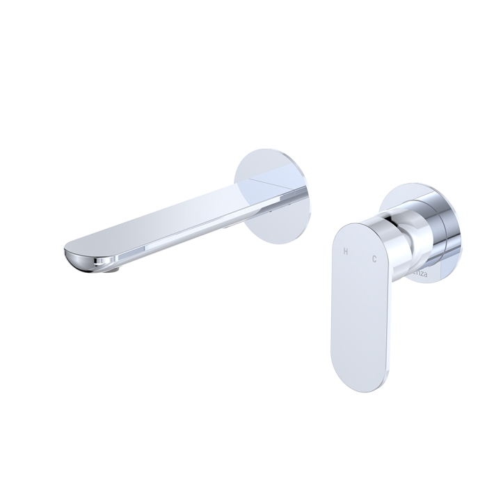 fienza Empire Slim Basin/Bath Wall Mixer Set Round Plates 160mm Outlet Chrome