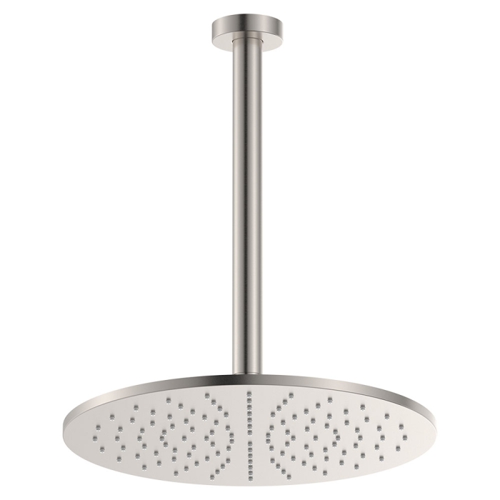 fienza Empire Slim Ceiling Shower 300mm Head 350mm Drop Brushed Nickel