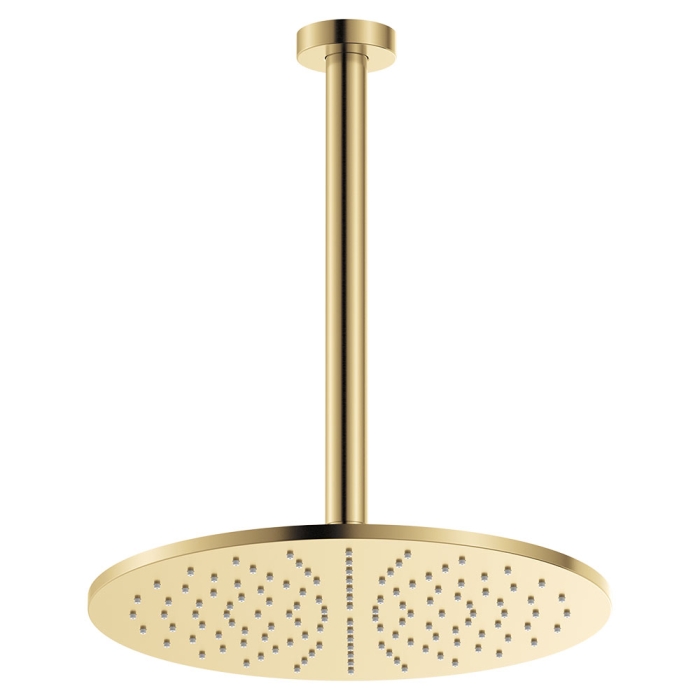 fienza Empire Slim Ceiling Shower 300mm Head 350mm Drop Urban Brass