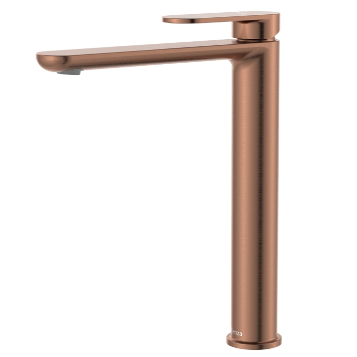 fienza Empire Slim Cold Start Tall Basin Mixer Brushed Copper