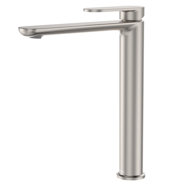 fienza Empire Slim Cold Start Tall Basin Mixer Brushed Nickel