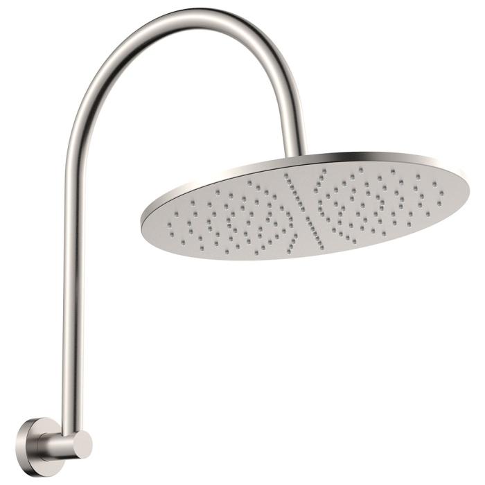 fienza Empire Slim Curved Shower Arm Set Brushed Nickel