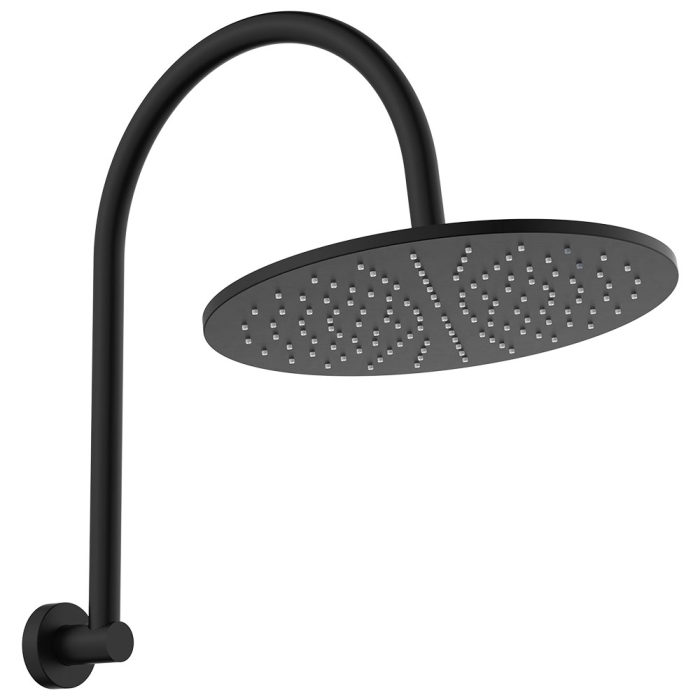 fienza Empire Slim Curved Shower Arm Set Matte Black