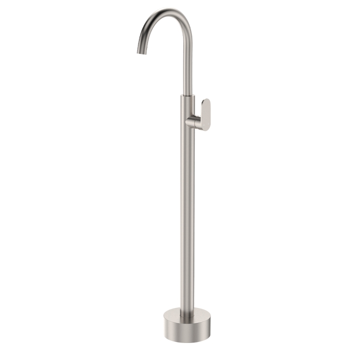 fienza Empire Slim Floor Mounted Basin/Bath Mixer Brushed Nickel