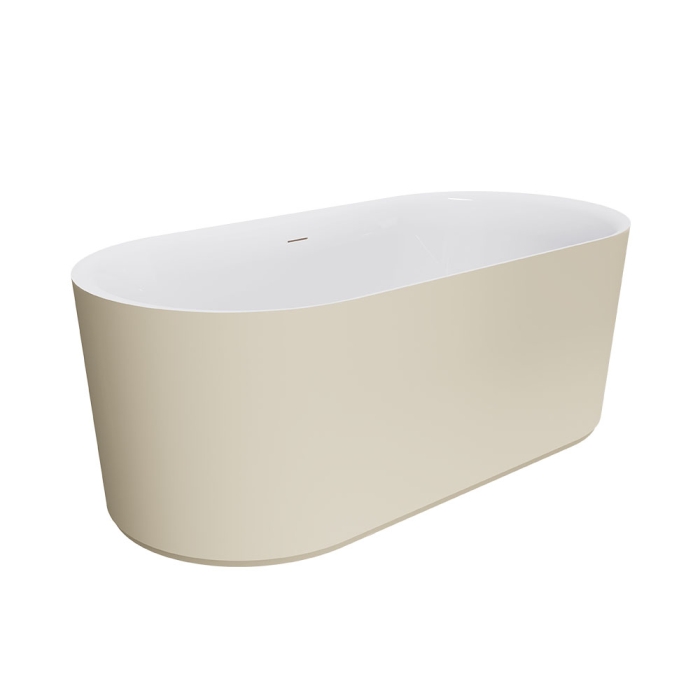 fienza Empire Slim Freestanding Solid Surface Bath 1500mm Matte Khaki