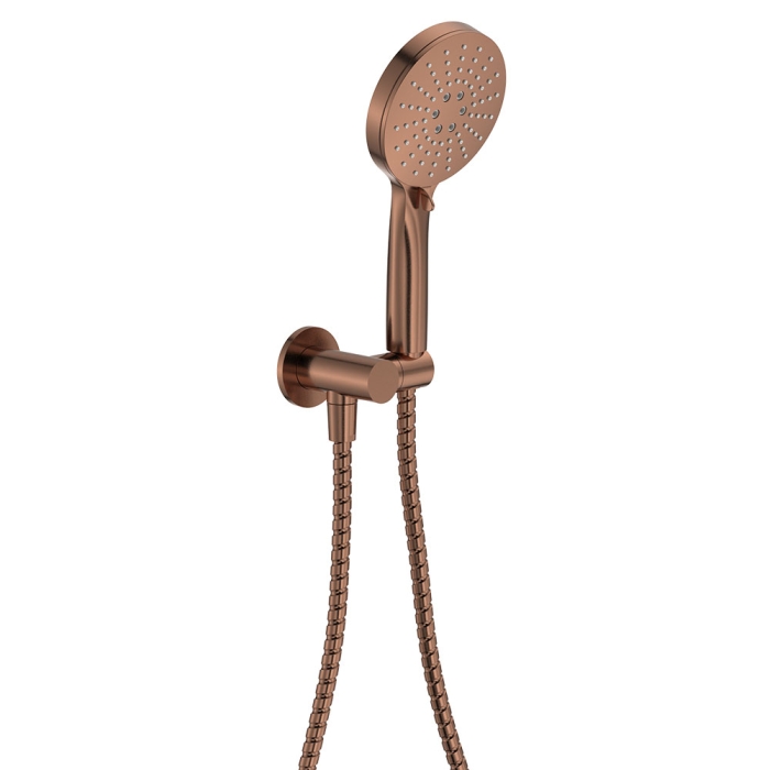 fienza Empire Slim Hand Shower Round Plate Brushed Copper