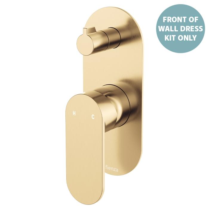 fienza Empire Slim Wall Diverter Mixer Dress Kit Large Oval Plate Vertical Urban Brass