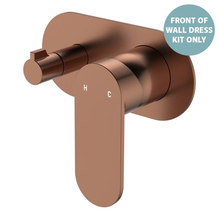 fienza Empire Slim Wall Diverter Mixer Dress Kit Large Oval Plate Horizontal Brushed Copper