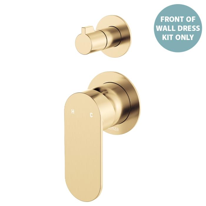 fienza Empire Slim Wall Diverter Mixer Dress Kit Small Round Plates Vertical Urban Brass