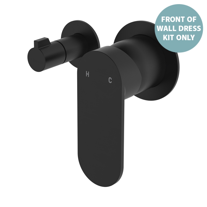 fienza Empire Slim Wall Diverter Mixer Dress Kit Small Round Plates Horizontal Matte Black