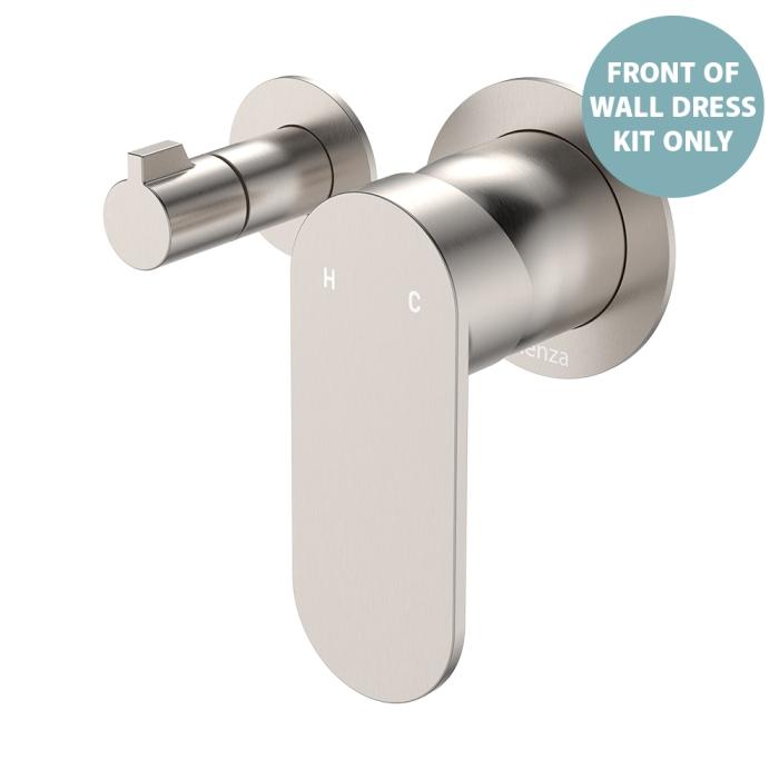 fienza Empire Slim Wall Diverter Mixer Dress Kit Small Round Plates Horizontal Brushed Nickel