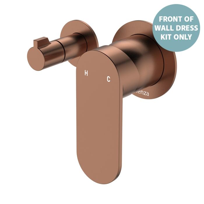 fienza Empire Slim Wall Diverter Mixer Dress Kit Small Round Plates Horizontal Brushed Copper