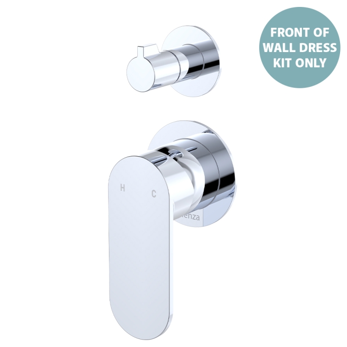 fienza Empire Slim Wall Diverter Mixer Dress Kit Small Round Plates Vertical Chrome