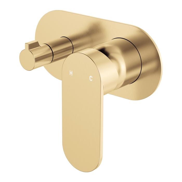 fienza Empire Slim Wall Diverter Mixer Large Oval Plate Horizontal Urban Brass