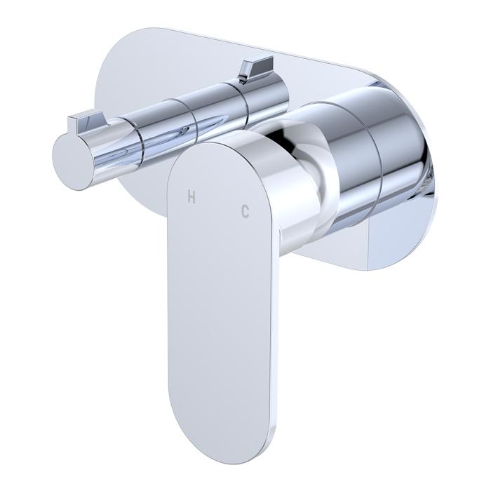 fienza Empire Slim Wall Diverter Mixer Large Oval Plate Horizontal Chrome