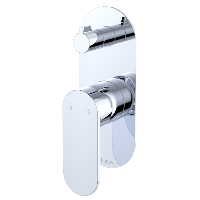fienza Empire Slim Wall Diverter Mixer Large Oval Plate Vertical Chrome