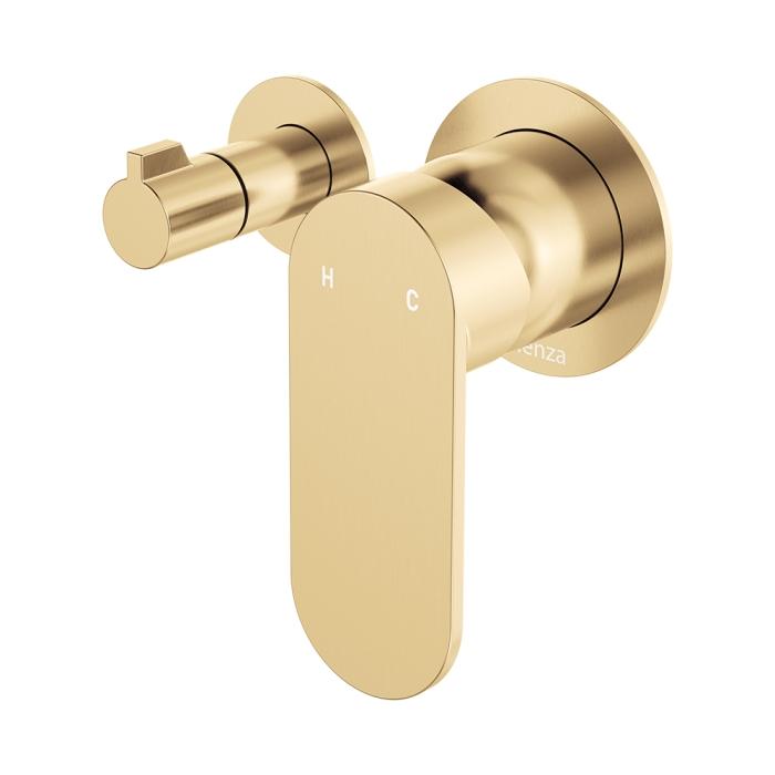 fienza Empire Slim Wall Diverter Mixer Small Round Plates Horizontal Urban Brass