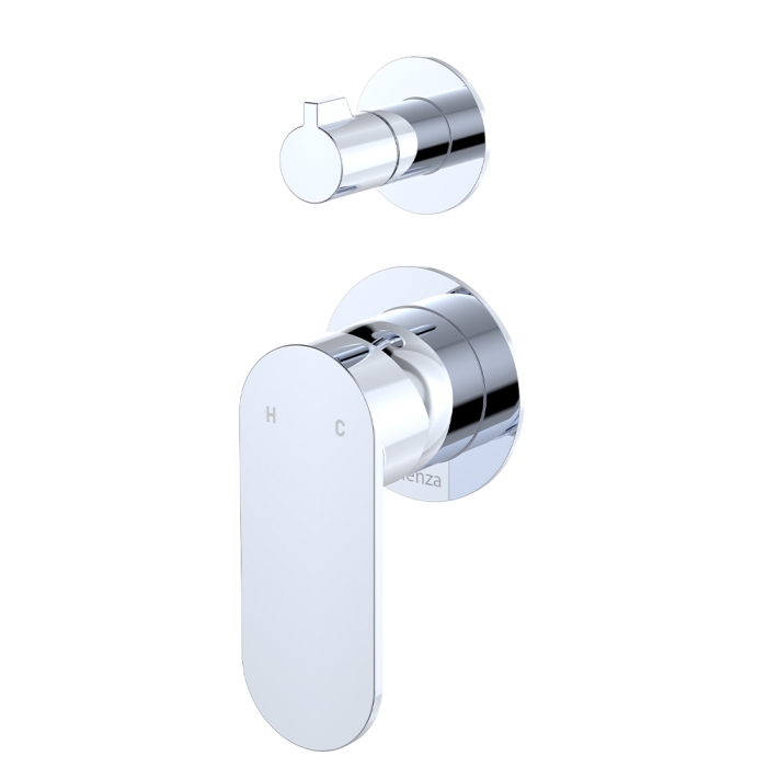 fienza Empire Slim Wall Diverter Mixer Small Round Plates Vertical Chrome