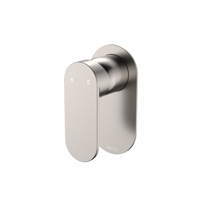 fienza Empire Slim Wall Mixer Oval Plate Brushed Nickel