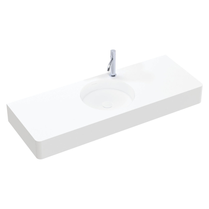 fienza Encanto 1200 Solid Surface Wall Basin Centre Bowl 1 Tap Hole
